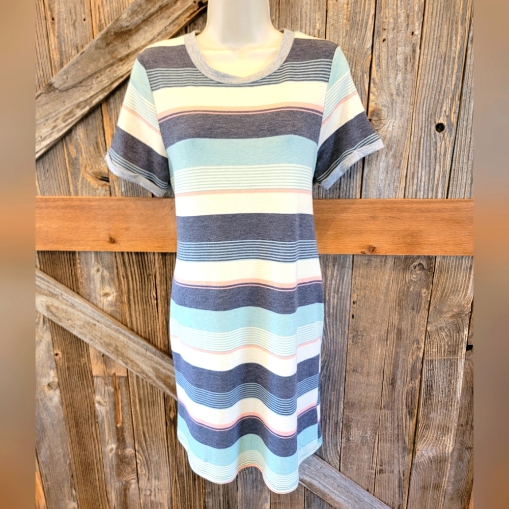 NWT NEW Lilypad Women multicolor stripes Casual Dress Medium M with pockets ^